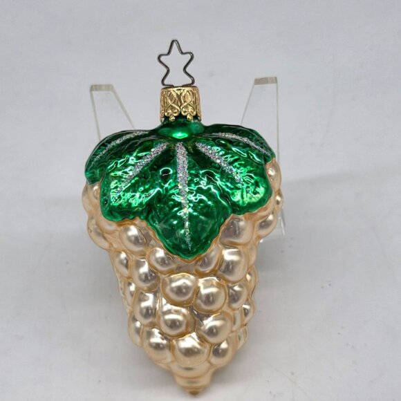 Inge Glas Grapes German Glass Christmas Ornament Gold 3" - Picture 1 of 4